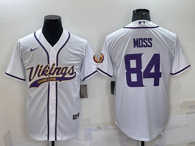 Men Minnesota Vikings 84 Moss White 2022 Nike Co branded NFL Jersey